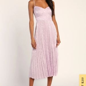 Regal Romance Lavender Floral Satin Midi Dress